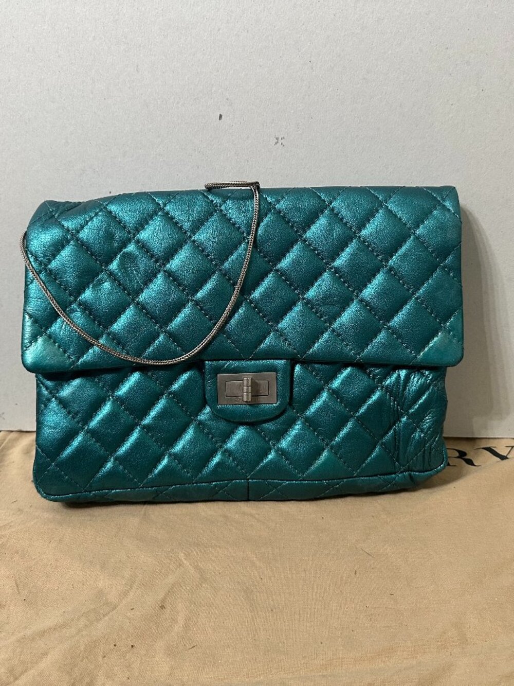 Chanel 2.55 Reissue Flap Bag — Metallic Teal- Authenticity card included.